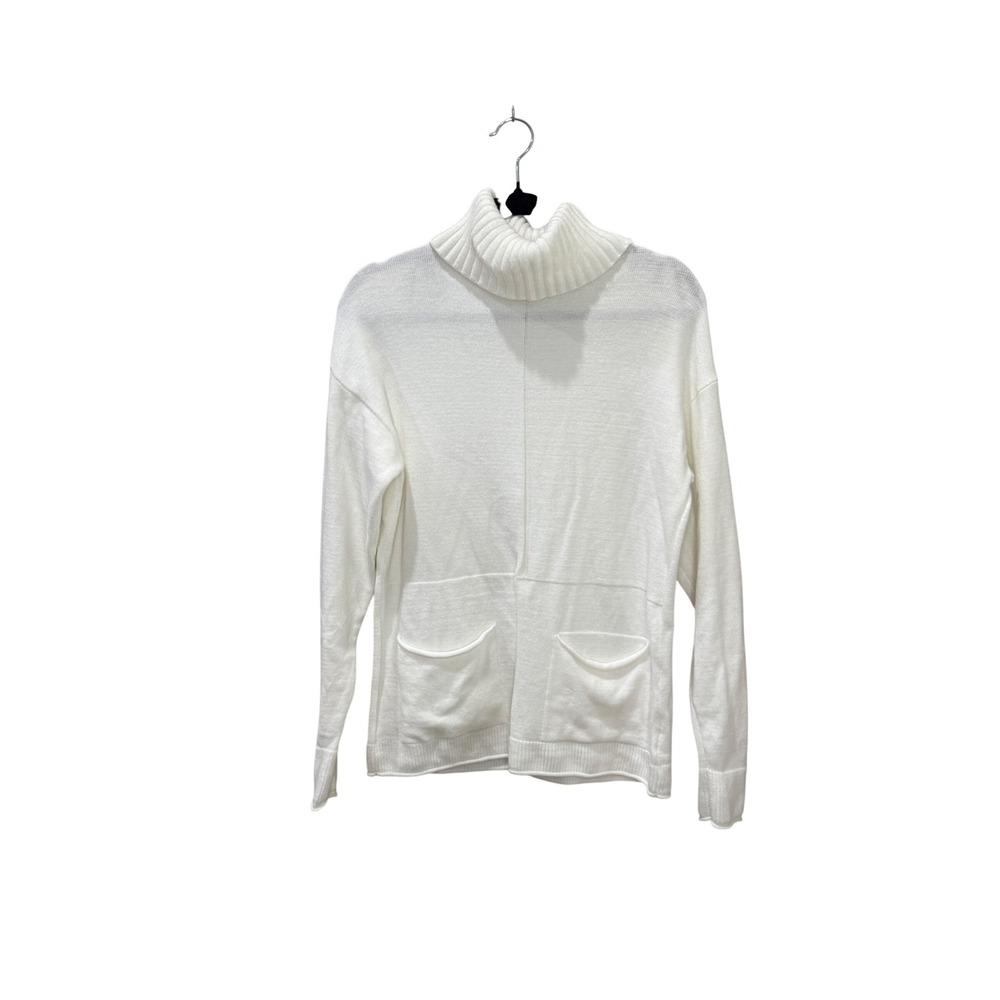Renuar Womens White Turtleneck Sweater Long Sleeve Front Pockets Size XS/TP